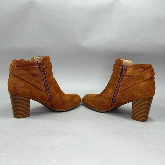 ZBY Ankle Boots Women's Size 8.5 Rust Brown Suede Heeled Ankle Booties - Picture 6 of 9